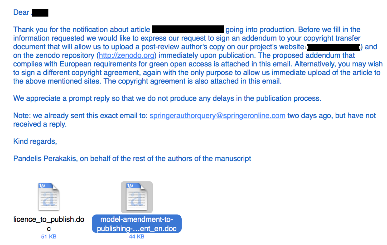 First email to publisher